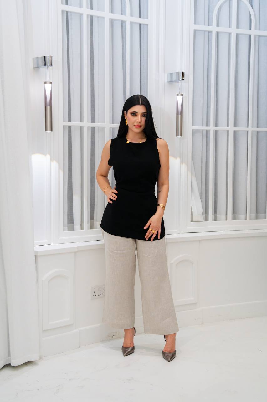 Linen blouse and pants set.C;1069