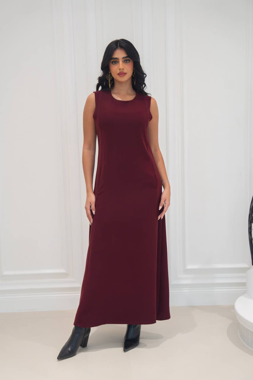 burgundy crepe dress.C;1071