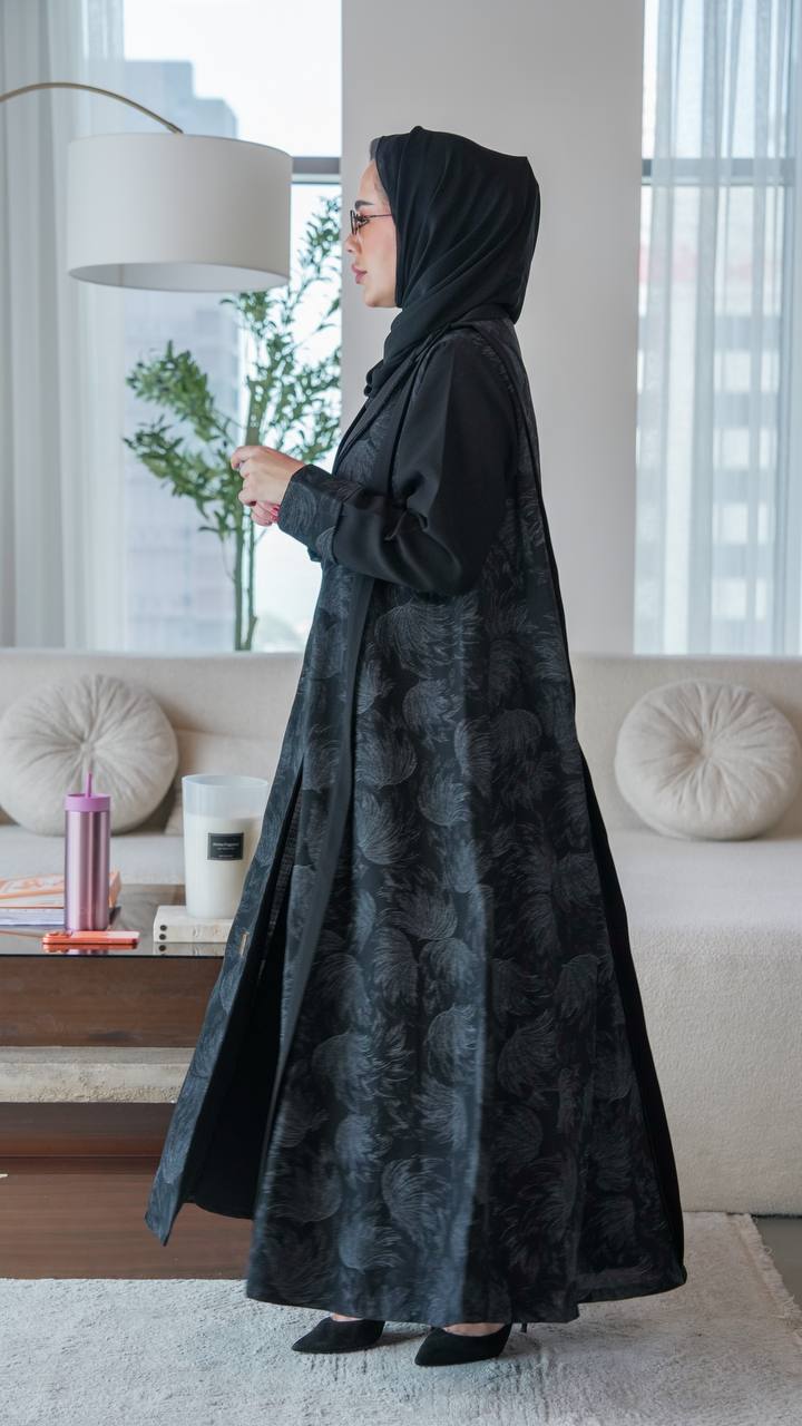 Black crepe blazer abaya.C;1064