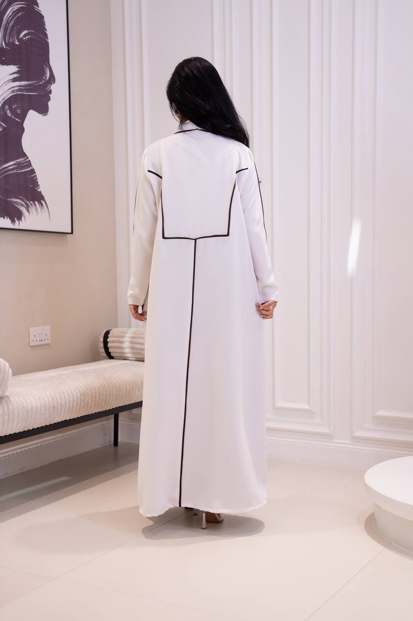 White crepe fabric abaya. C:1093