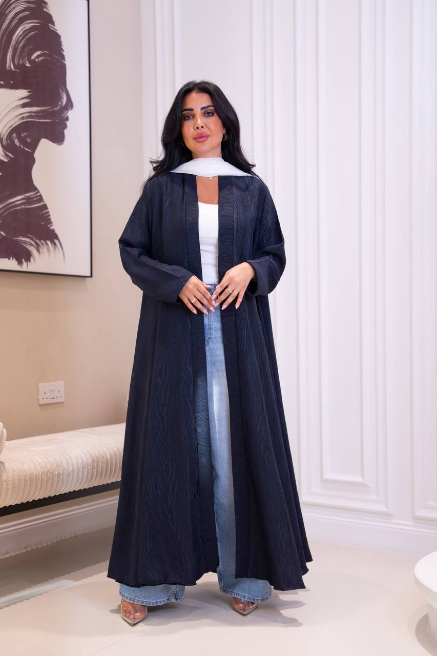 Navy Blue Jacquard Abaya . C:1095