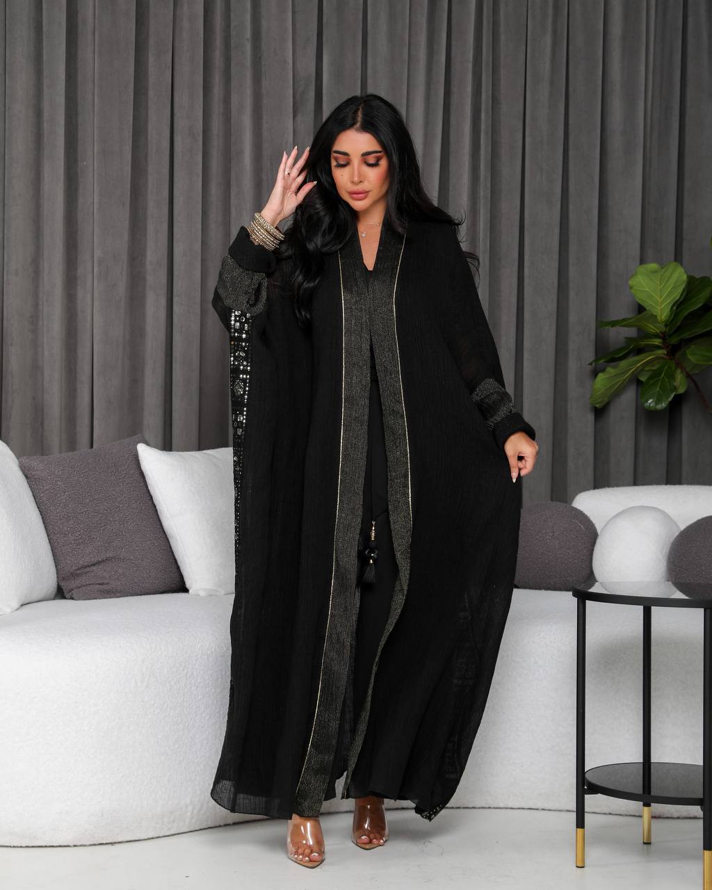 Black bisht with embroidery.C;1053