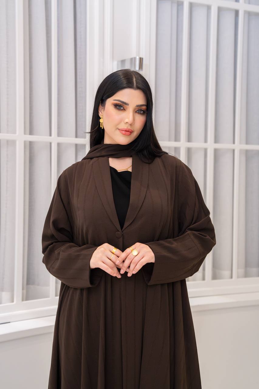 Brown crepe blazer abaya.C;1065