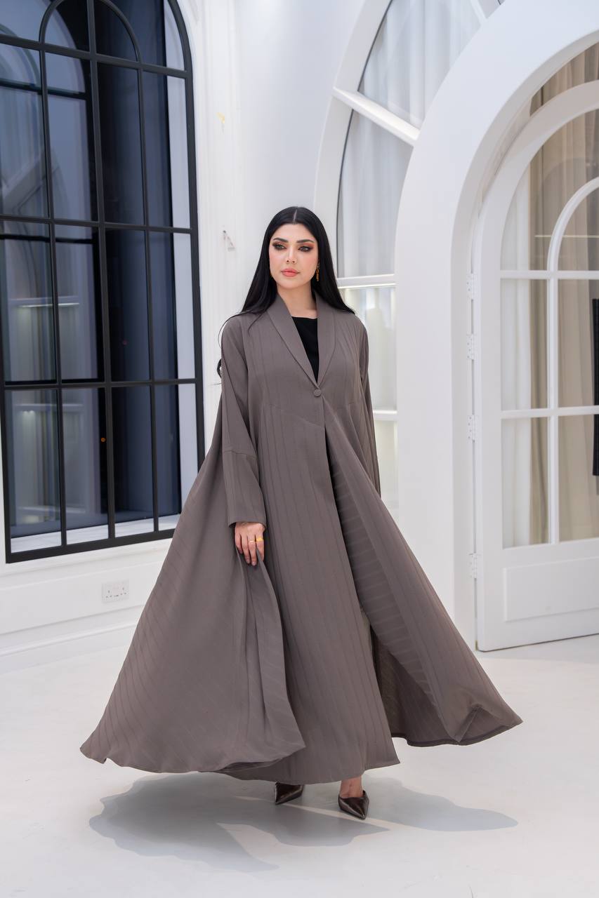 Beige crepe blazer abaya.C;1066