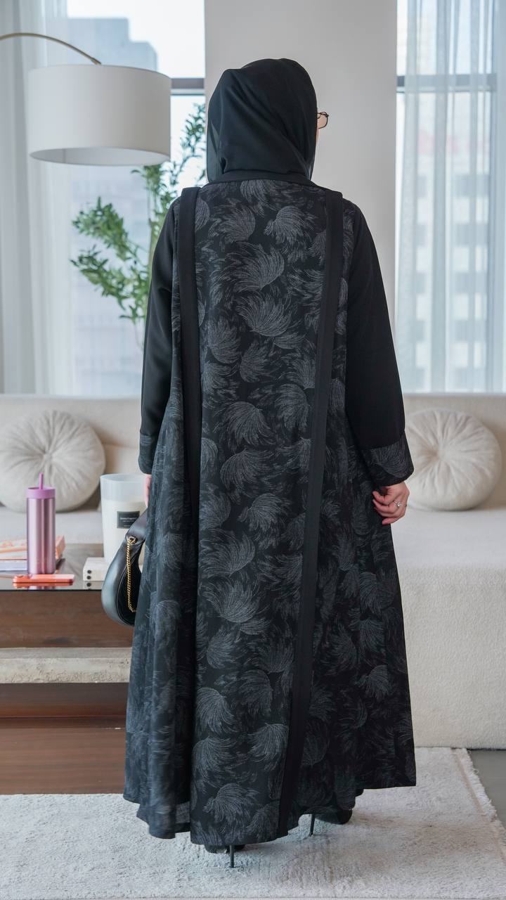Black crepe blazer abaya.C;1064