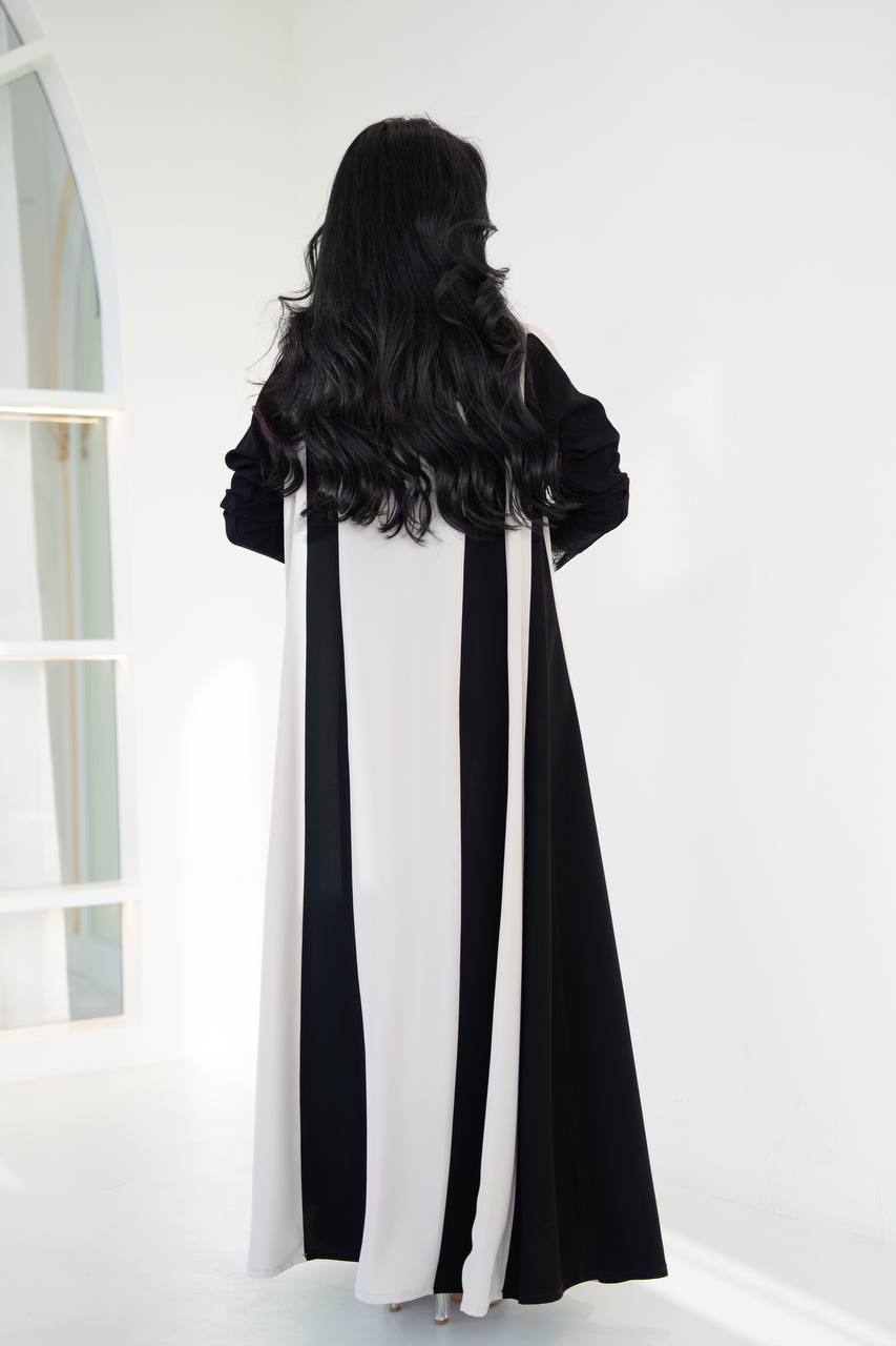 Crepe blazer abaya with lace. C:1091