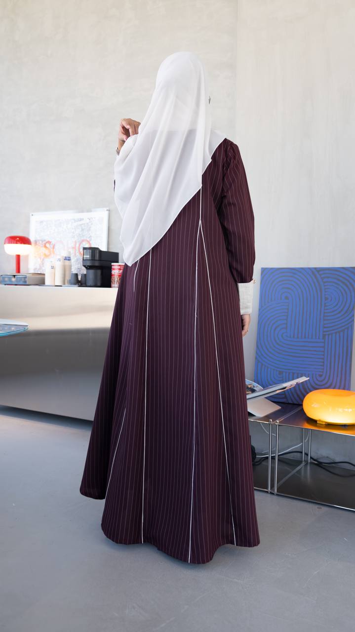 Linen abaya, burgundy color. C:1097