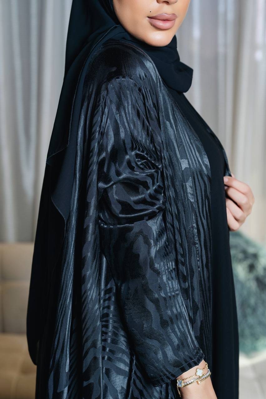 Black silk crepe abaya