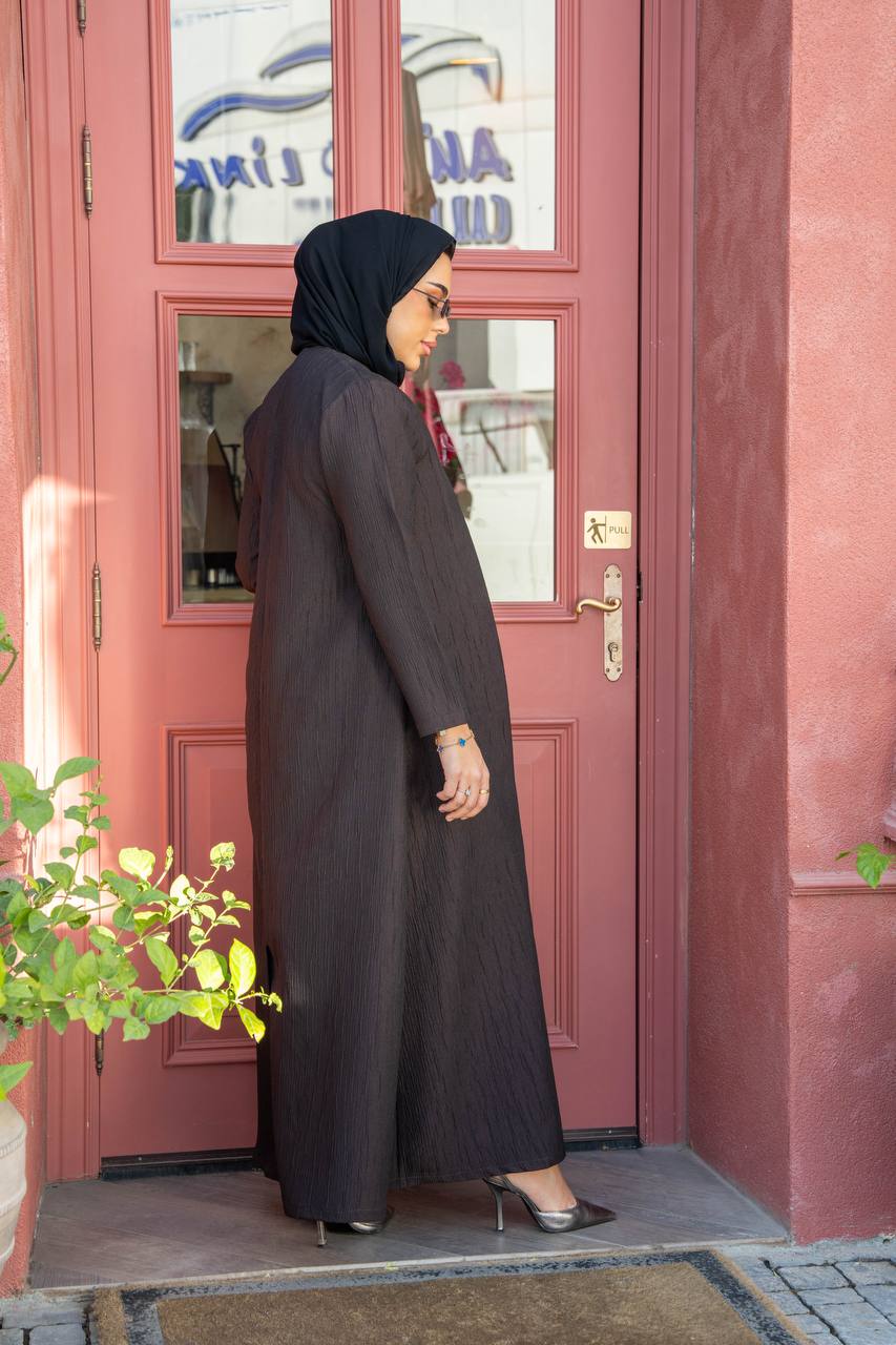crepe abaya in brown.C;1057