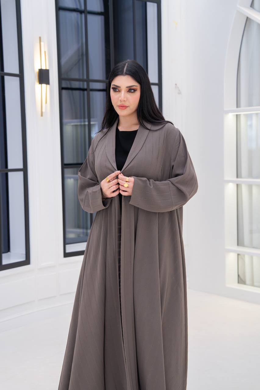 Beige crepe blazer abaya.C;1066