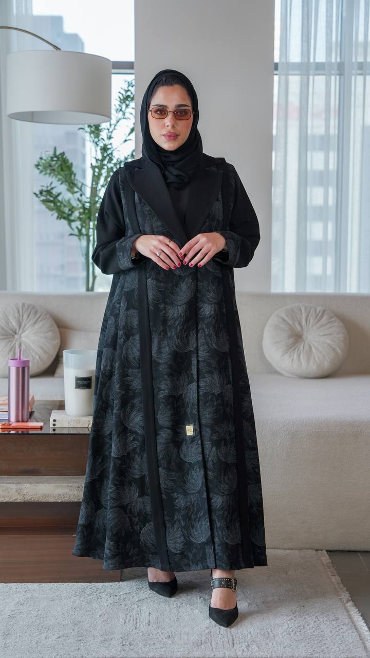 Black crepe blazer abaya.C;1064