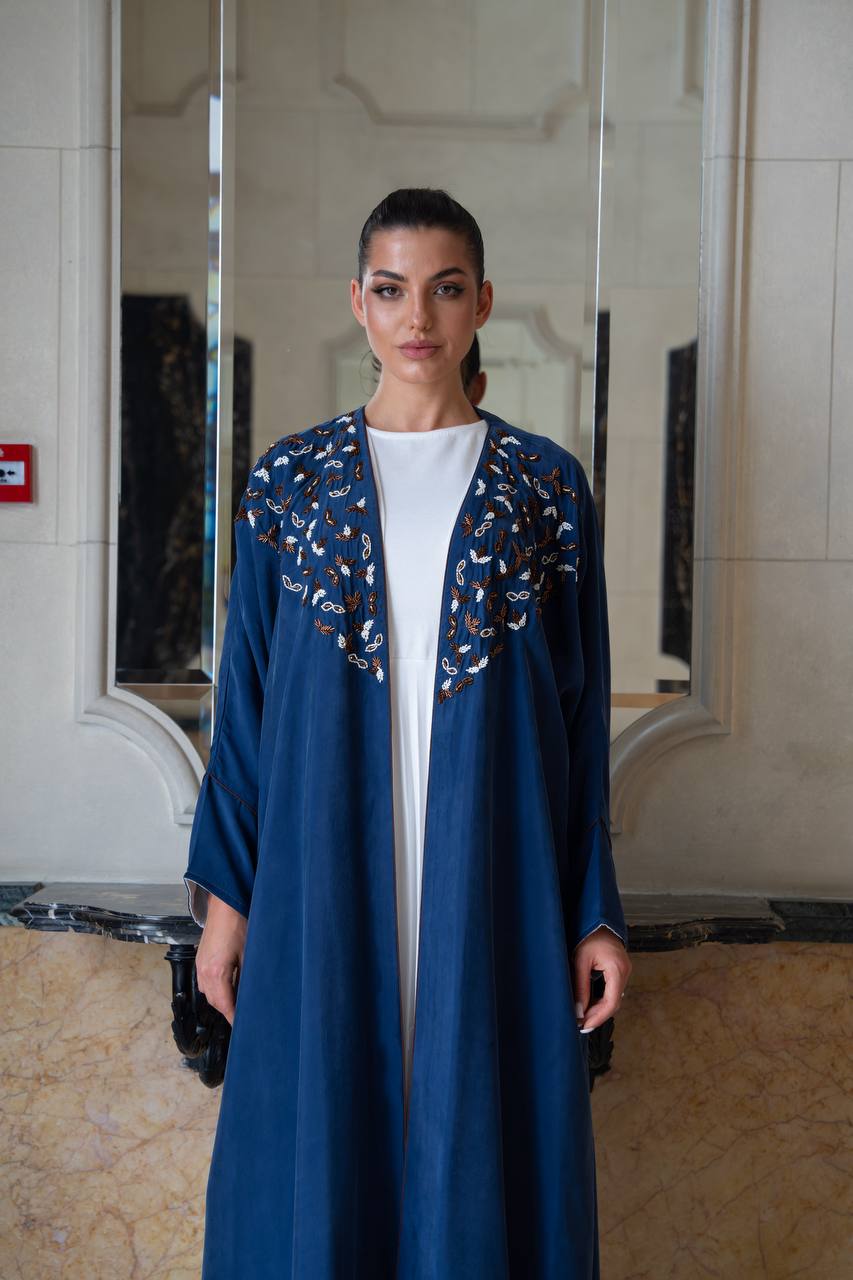 Cobra crepe silk bisht with hand-beading. C:1087
