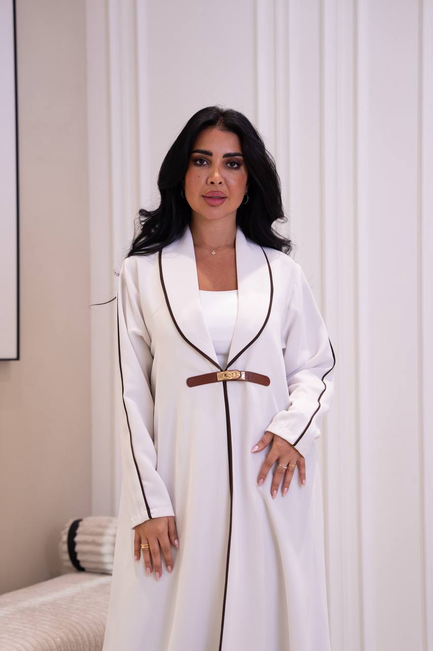 White crepe fabric abaya. C:1093