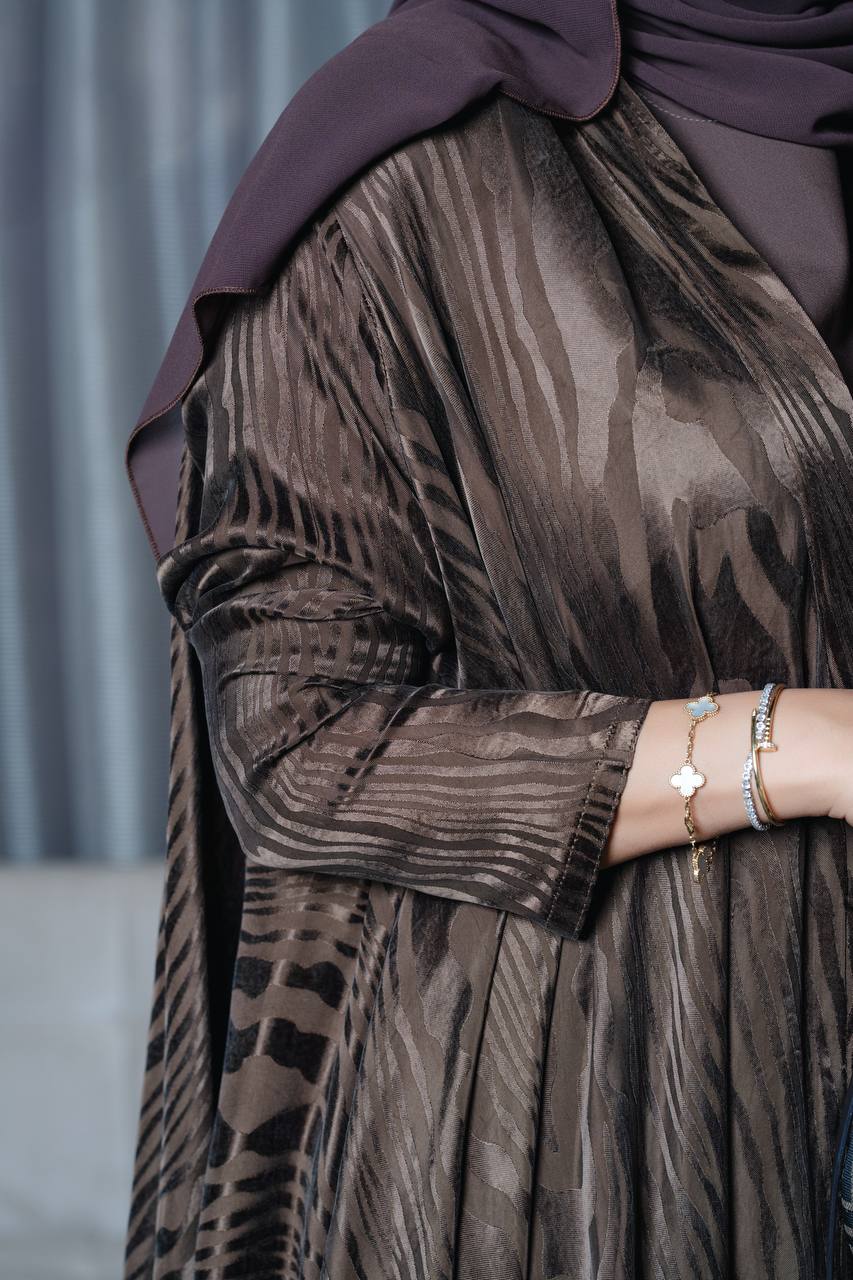 crepe silk abaya in brown