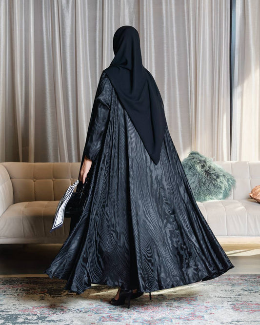 Black silk crepe abaya