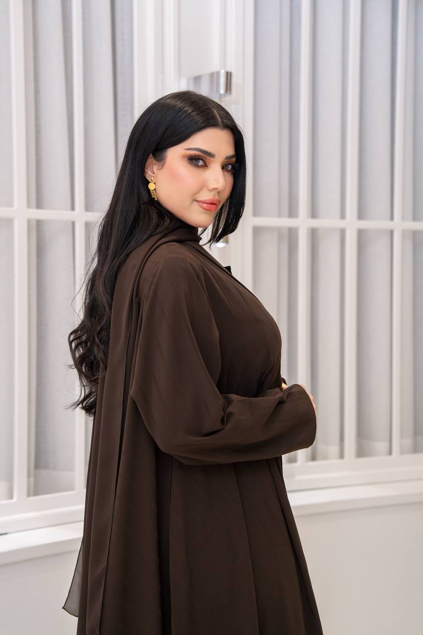 Brown crepe blazer abaya.C;1065