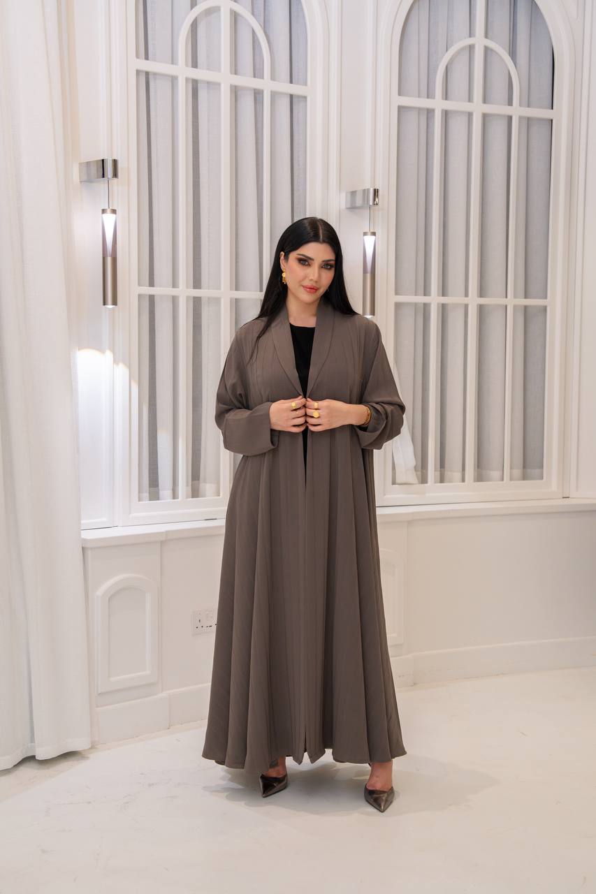 Beige crepe blazer abaya.C;1066