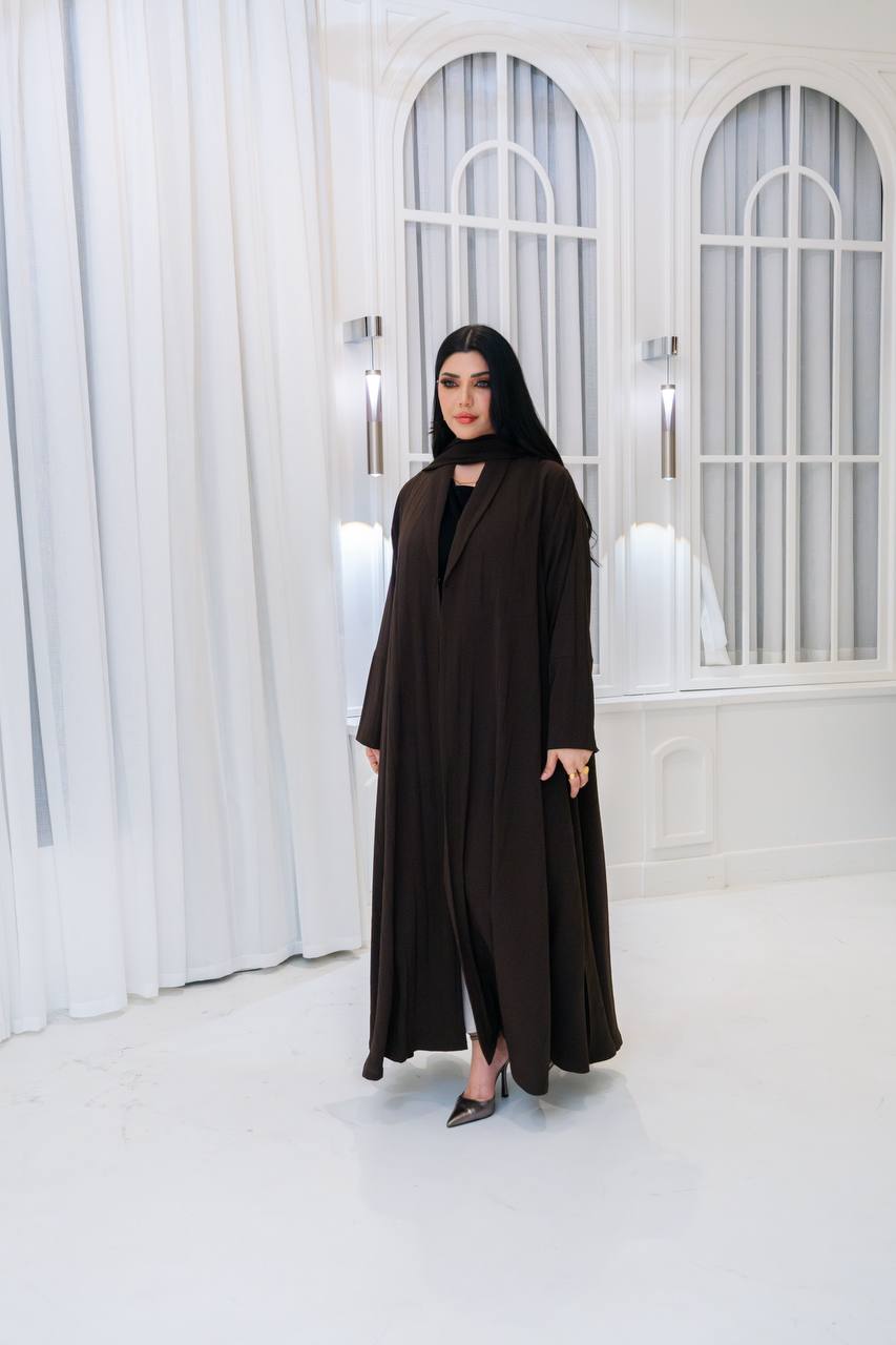 عباية بليزر كريب باللون البني 
