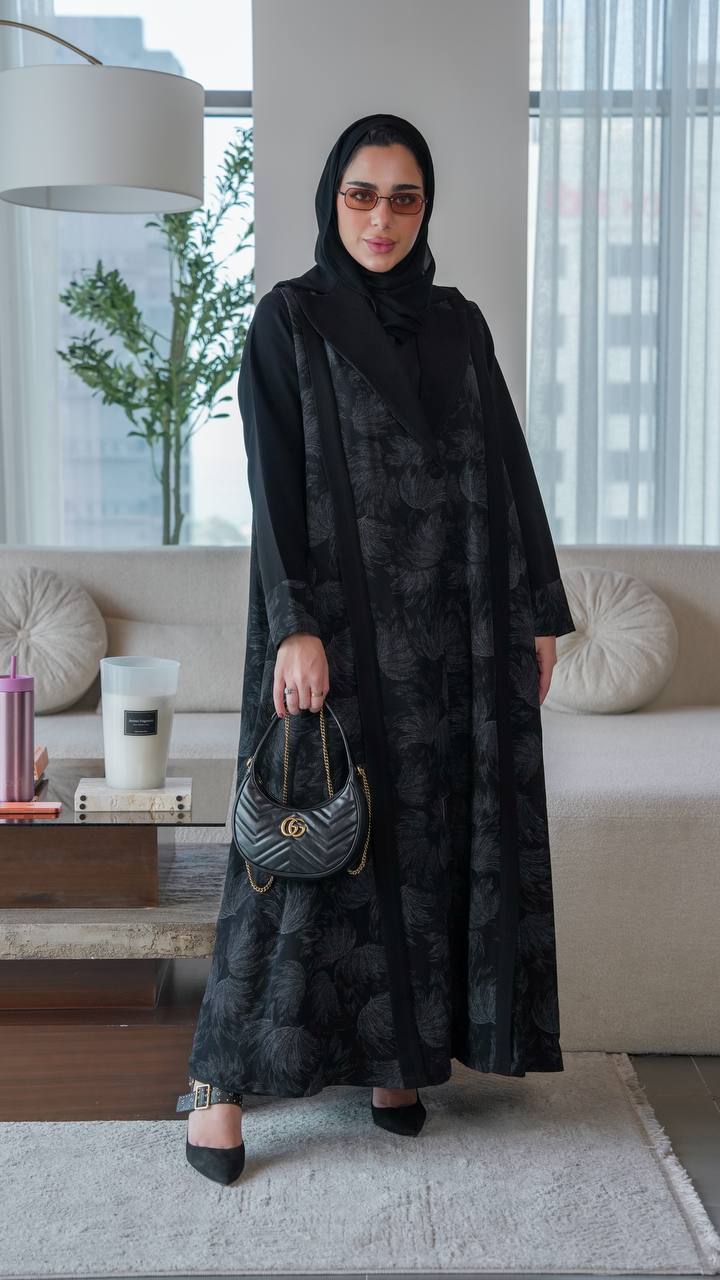 Black crepe blazer abaya.C;1064