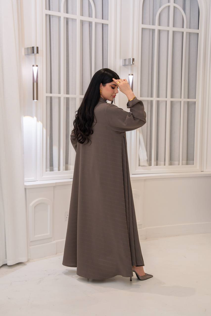 Beige crepe blazer abaya.C;1066