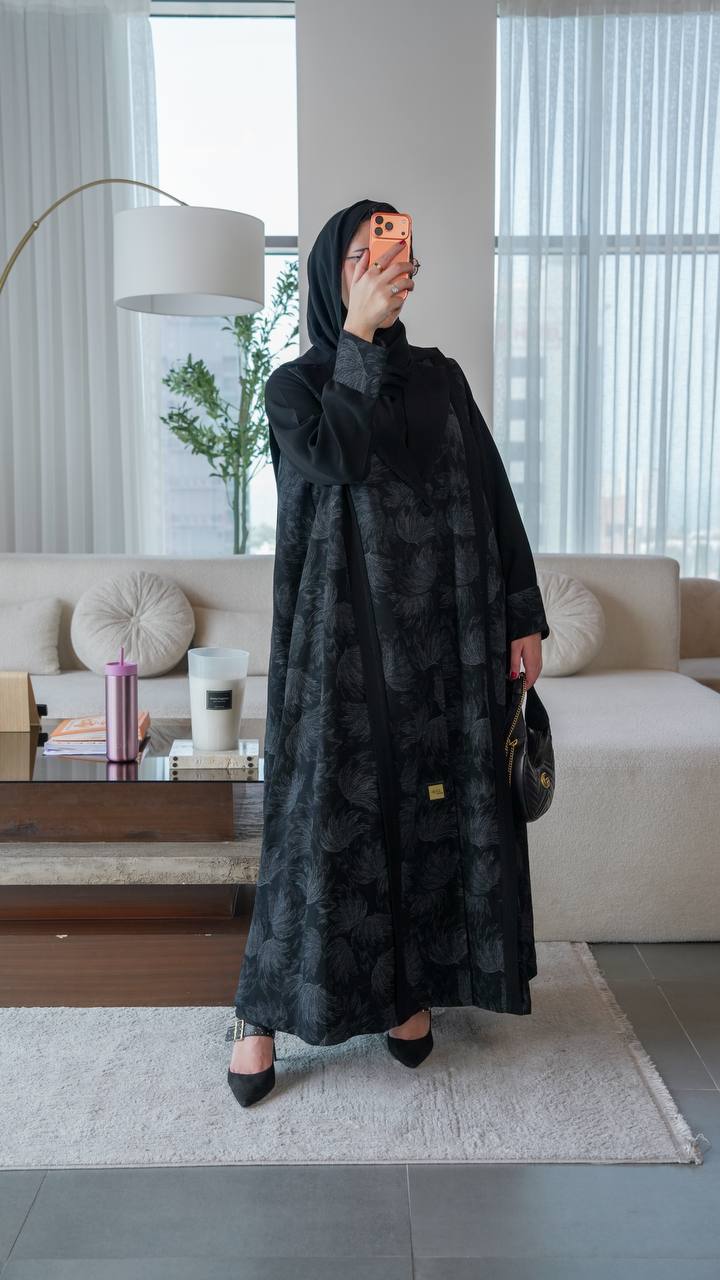 Black crepe blazer abaya.C;1064