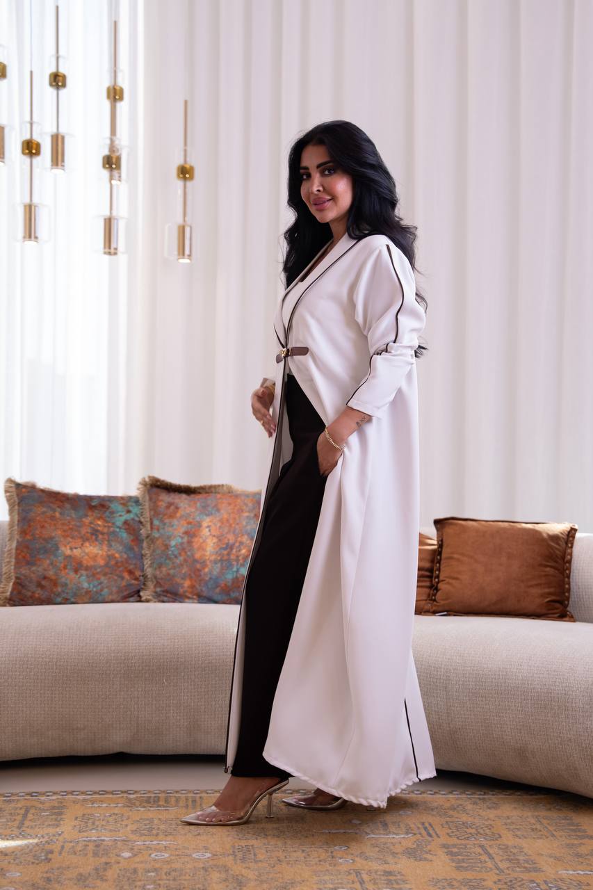 White crepe fabric abaya. C:1093