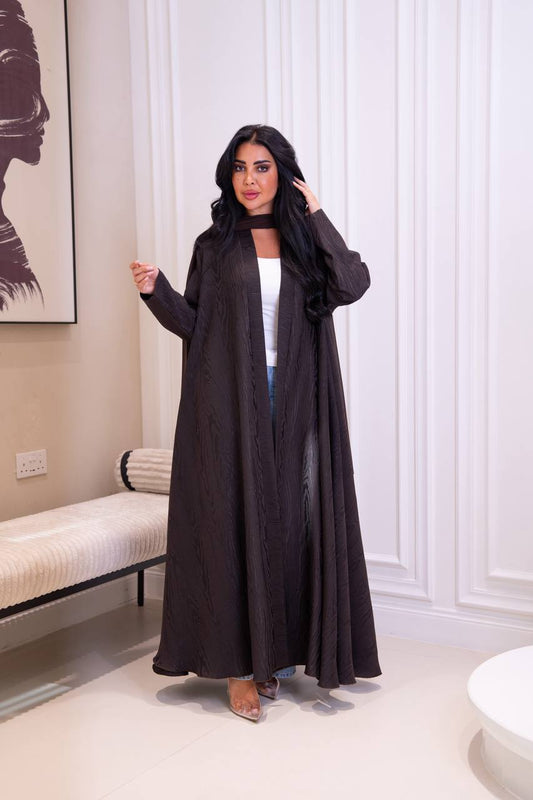 Brown Jacquard Abaya. C:1095