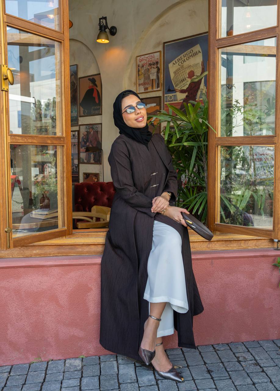 crepe abaya in brown.C;1057
