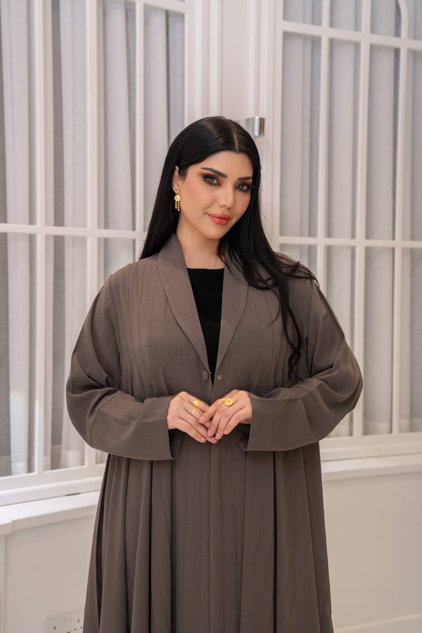 Beige crepe blazer abaya.C;1066