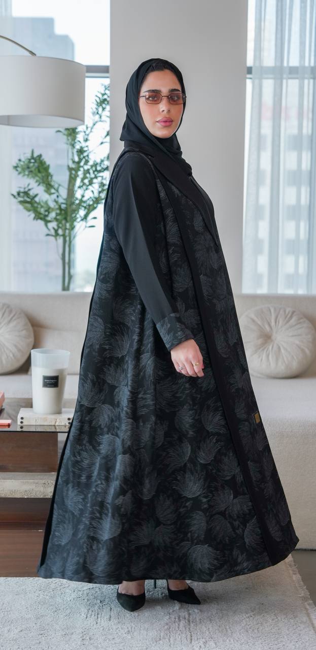 Black crepe blazer abaya.C;1064