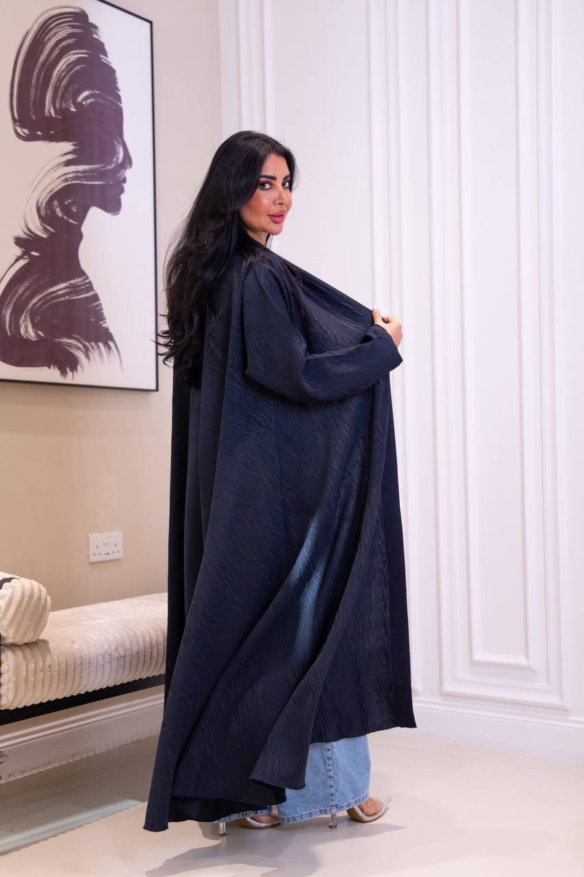 Navy Blue Jacquard Abaya . C:1095